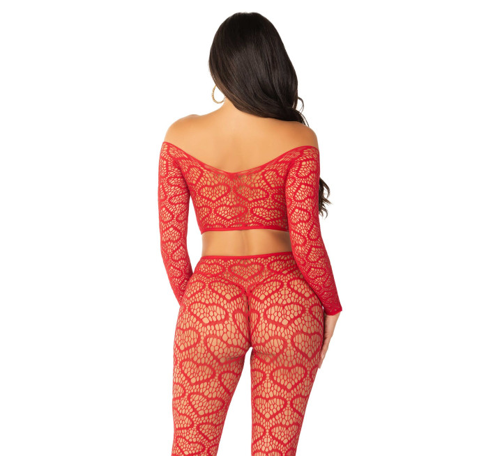 Комплект Leg Avenue Off The Shoulder Top and Footless Tights One Size, Red