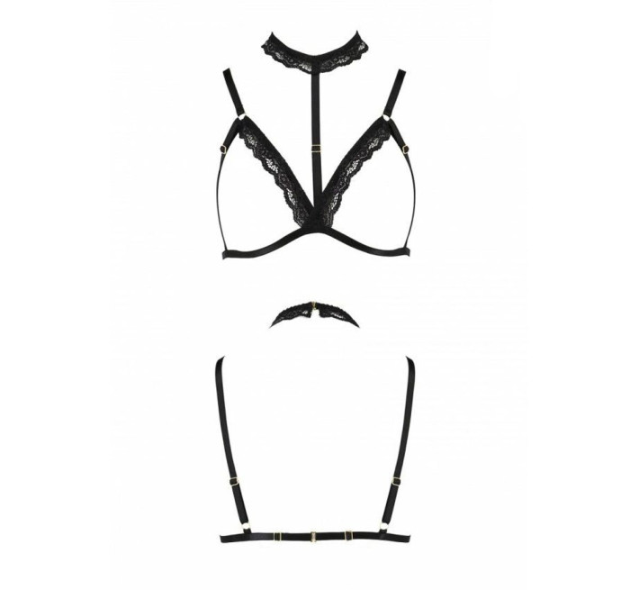 Бюстгальтер-стрепи з чокером Passion Exclusive SHELLY BRA black S/M