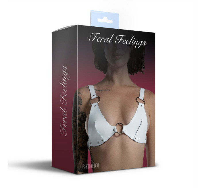 Ліф з натуральної шкіри Feral Feelings - Bikini Top White
