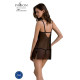 Пеньюар Passion DROSERA CHEMISE black, S/M, кружевной лиф со стрепами, трусики в комплекте