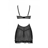 Эротический пеньюар Passion MARINA CHEMISE, S/M, black
