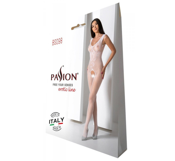 Бодистокинг с крыльями Passion BS098 One Size, white, средняя сетка, открытый доступ