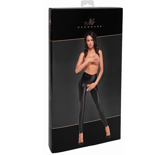 Лeггинсы Noir Handmade F304 Taboo, XL, black, под латекс, открытые ягодицы и промежность