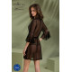 Пеньюар Passion LEAFA PEIGNOIR black, XXL/XXXL, длина чуть выше колена, широкие рукава, завязывается на пояс