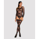 Бодистокинг Obsessive Bodystocking G320 чулки, боди, декор в виде линий black S/M/L