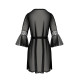 Пеньюар Passion LEAFA PEIGNOIR black, XXL/XXXL, длина чуть выше колена, широкие рукава, завязывается на пояс