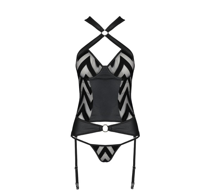 Сетчатый комплект с узором Passion Hima Corset black L/XL