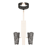 Мереживні наручники та комір Rosy Gold - Lace Cuffs and Collar - Black Мереживні наручники та комір Rosy Gold - Lace Cuffs and Collar - Black