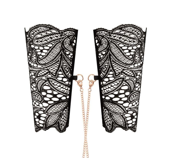 Мереживні наручники та комір Rosy Gold - Lace Cuffs and Collar - Black