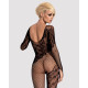 Бодістокінг Obsessive Bodystocking F210 рукава-мітенки, сітка, кольорове мереживо black S/M/L