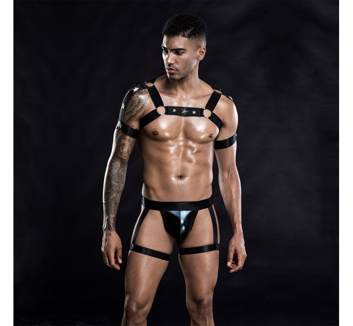 Эротический комплект для мужчин JSY трусы + портупея S/M