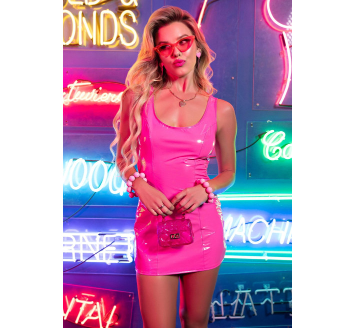 Виниловое мини-платье Leg Avenue Pink vinyl mini dress L, розовое