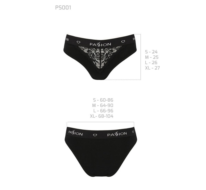 Трусики с широкой резинкой и кружевом Passion PS001 PANTIES M, black