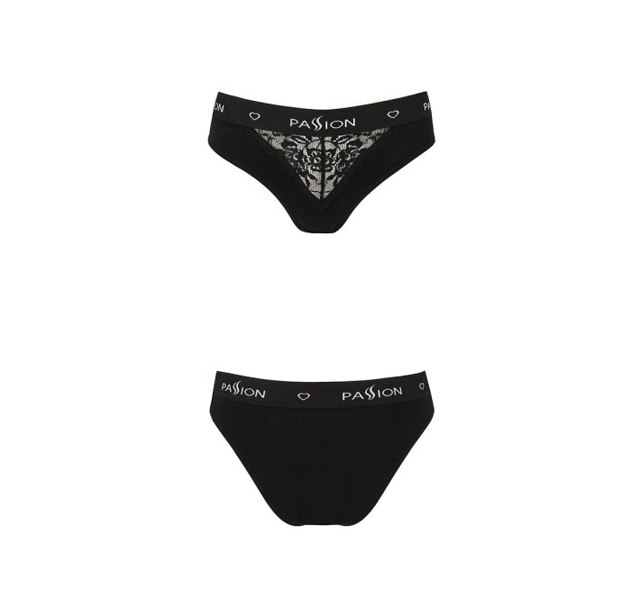 Трусики с широкой резинкой и кружевом Passion PS001 PANTIES M, black