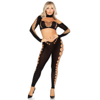 Комплект Leg Avenue Seamless Cut-Out Crop Top and Legging One Size Black