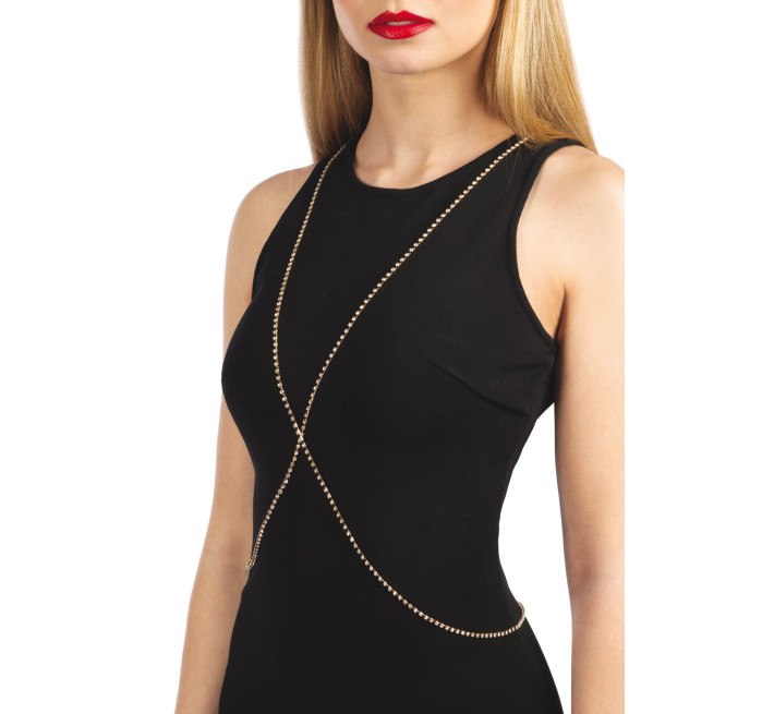 Золотистая цепочка для бюста Bijoux Pour Toi – Elena Gold со стразами