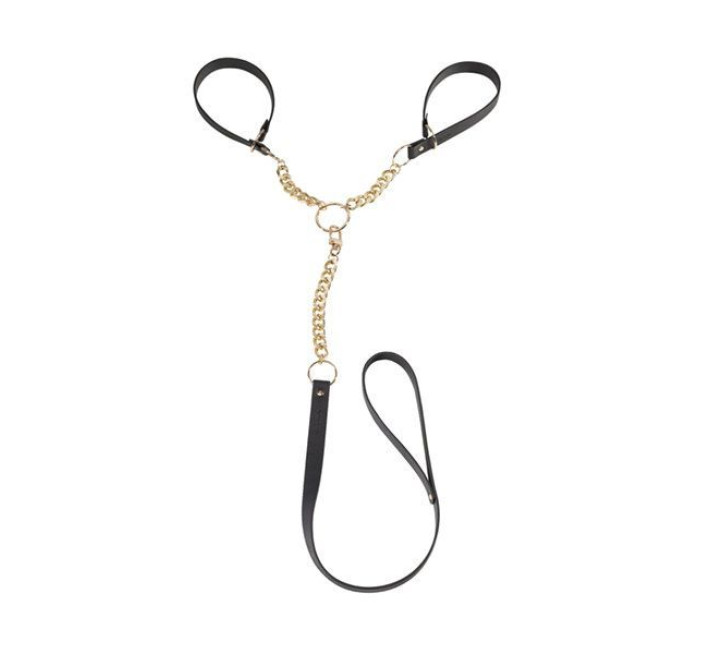 Наручники с поводком Bijoux Indiscrets MAZE T-Restraints Черные