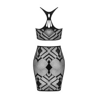 Еротичний напівпрозорий комплект Obsessive K101 top & skirt топ, спідниця чорний S/M/L