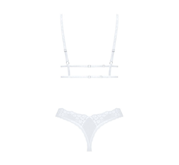 Эротический комплект Obsessive Heavenlly 2-pcs set бюстгальтер и танга белый XS/S