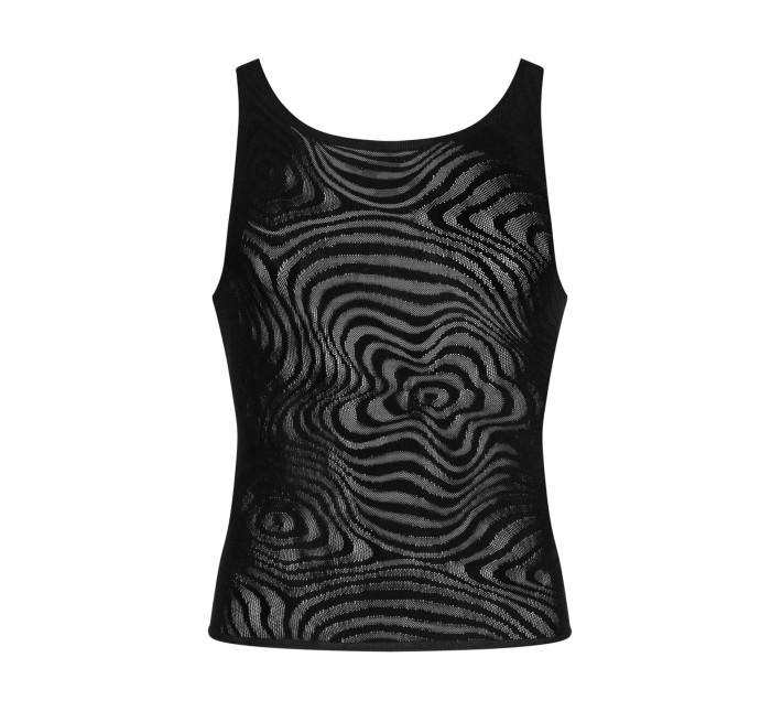 Мужская полупрозрачная майка-борцовка с узором Obsessive T103 tank top S/M/L, черная