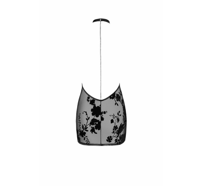 Платье Noir Handmade F313 Mythos, S, black, прозрачное, мини, открытая спина, декор из стразов