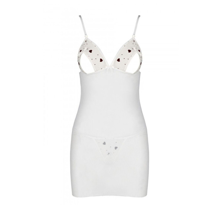 Сорочка з вирізами на грудях + стрінги Passion LOVELIA CHEMISE white L/XL