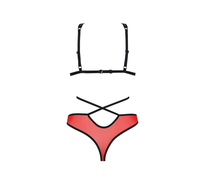 Комплект білизни Passion PEONIA SET red S/M