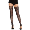 Панчохи Leg Avenue Floral Net Toe Loop Footless Thigh Highs One Size