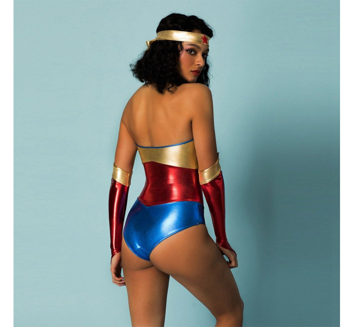 Еротичний рольовий костюм JSY Wonder Woman Червоний/Блакитний S/M