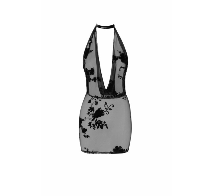Платье Noir Handmade F313 Mythos, S, black, прозрачное, мини, открытая спина, декор из стразов