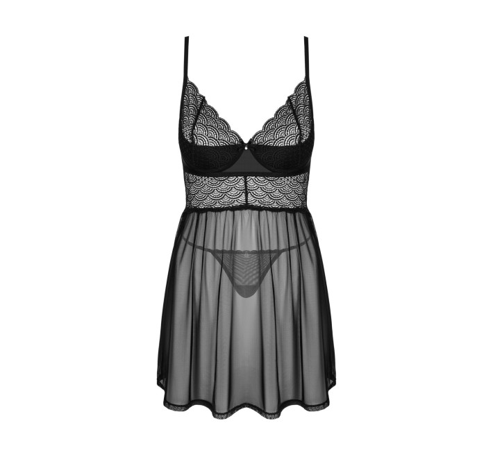 Еротичний комплект Obsessive Chemeris babydoll & thong XS/S, пеньюар та стрінги