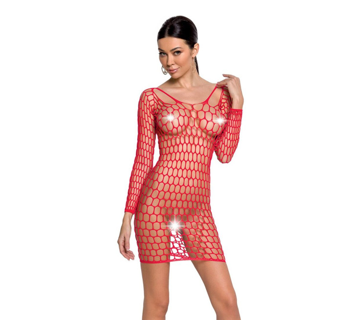 Бодістокінг-сукня з глибоким коміром Passion BS093 red
