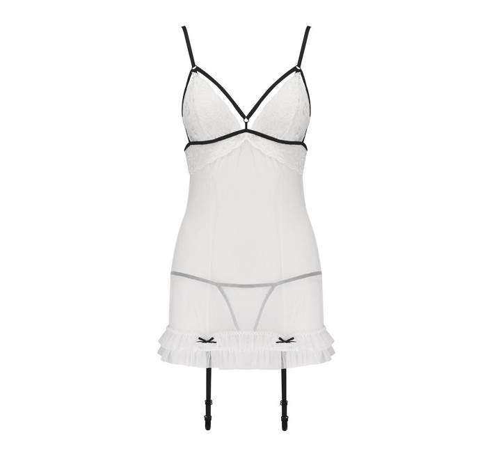 Сорочка прозора з пажами Passion ORIHIME CHEMISE white S/M