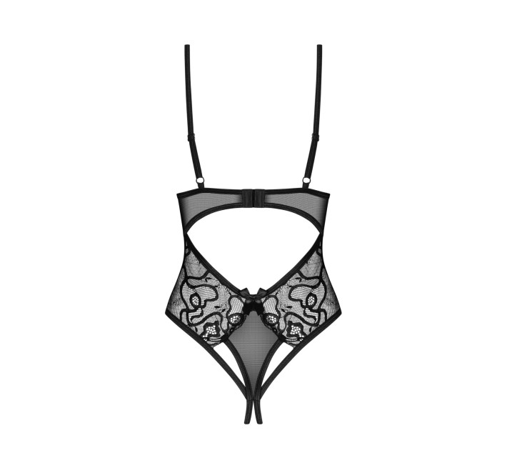 Тедди с доступом Obsessive Blomentis crotchless teddy, XL/2XL, прозрачное, открытая спина, низ-стринги