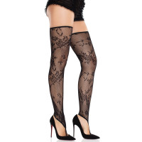 Чулки Leg Avenue Floral Net Toe Loop Footless Thigh Highs One Size