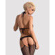 Сетчатый бодистокинг с имитацией топа, пояса и чулки Obsessive Bodystocking N108 черный