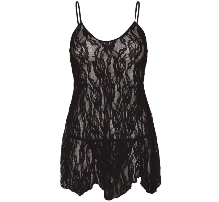 Сорочка бебі-дол Leg Avenue Rose Lace Flair Chemise Black, Queen Size