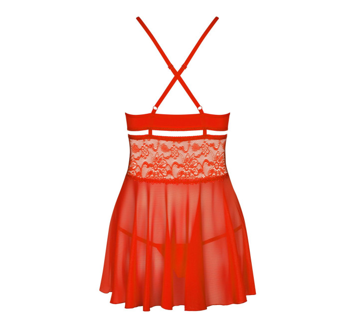 Бебі-дол Obsessive 838-BAB-3 babydoll & thong red L/XL