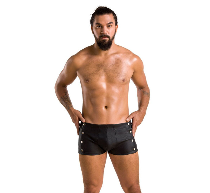 Чоловічі шкіряні боксери із заклепками Passion 048 Short David Black L/XL