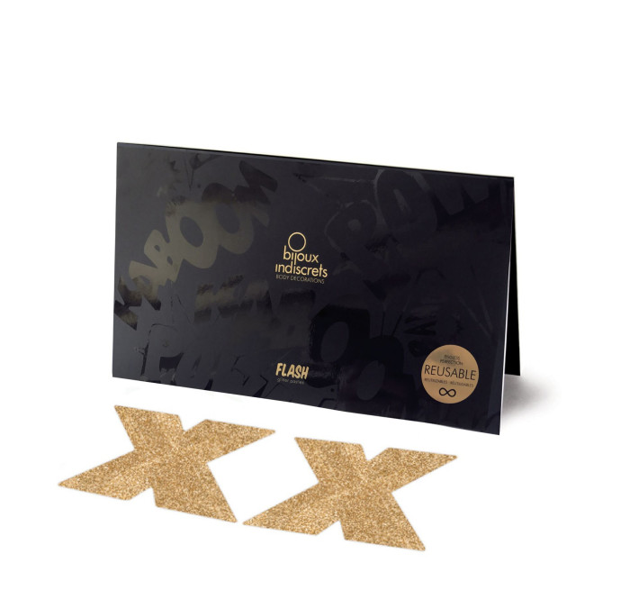 Пэстис стикини Bijoux Indiscrets Flash Cross Золотые