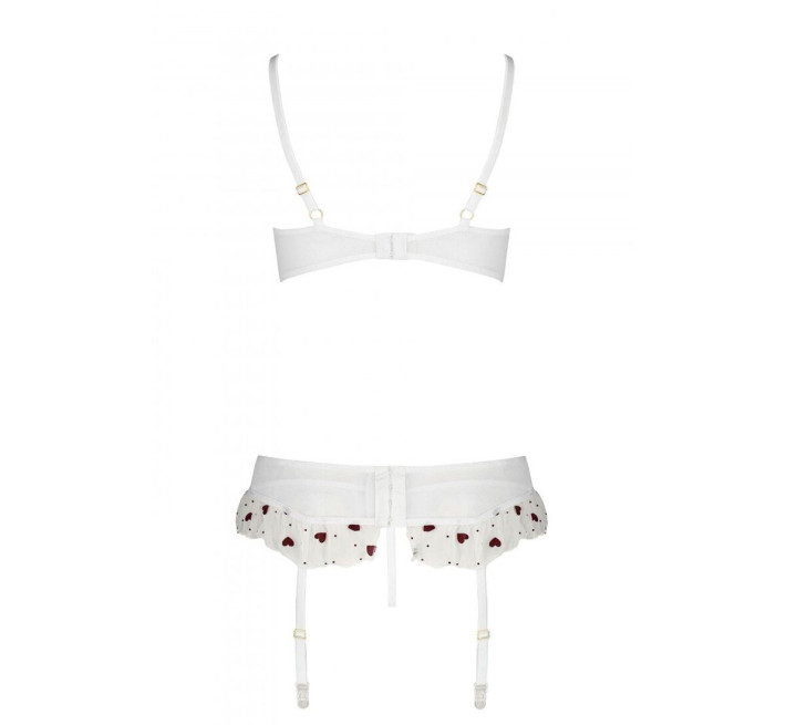 Сексуальний комплект з поясом для панчіх Passion LOVELIA SET white XXL/XXXL