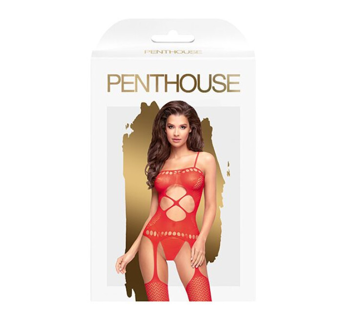 Бодистокинг с вырезом на животике Penthouse Hot Nightfall Красный XL