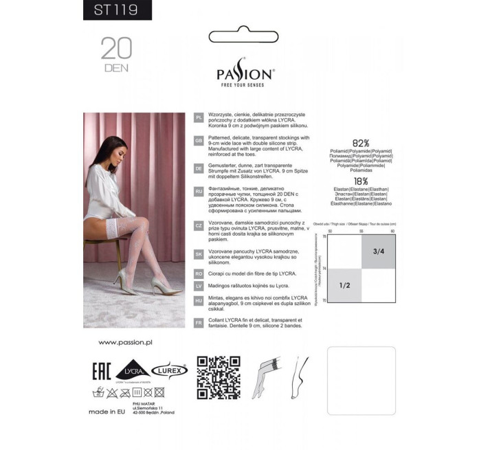 Чулки Passion ST119 белые 3/4