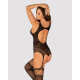 Бодистокинг Obsessive Bodystocking F236 глубокое декольте, имитация шнуровки black S/M/L