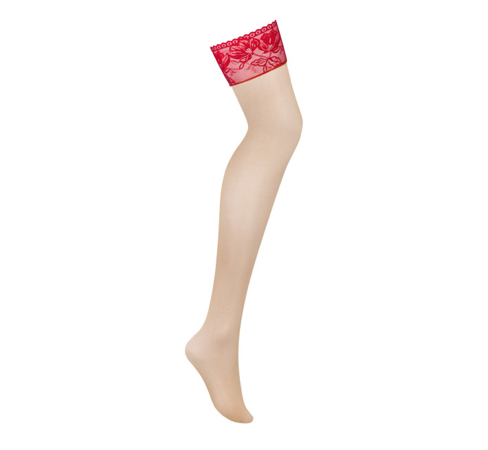 Чулки Obsessive Lacelove stockings красные XL/2XL