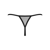 Трусики-стринги Obsessive Novenes crotchless thong, XL/2XL, сетка, стрепы, украшение со стразами, от