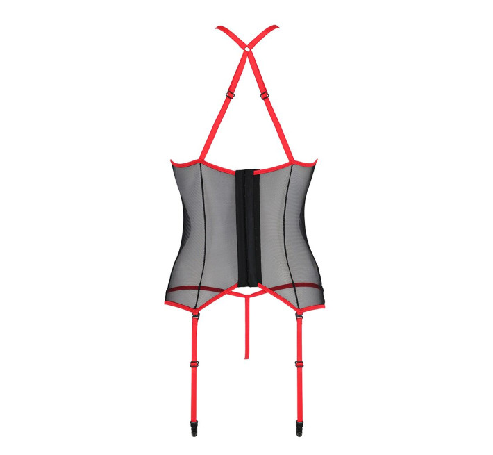 Корсет з пажами Passion SATARA CORSET red S/M