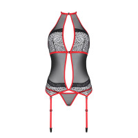 Корсет з пажами Passion SATARA CORSET red S/M