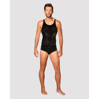 Чоловіча напівпрозора майка-борцовка з візерунком Obsessive T103 tank top S/M/L, чорна Чоловіча напівпрозора майка-борцовка з візерунком Obsessive T103 tank top S/M/L, чорна