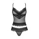 Полупрозрачный набор с украшениями Obsessive Ivannes top & thong топ и танга, черный S/M